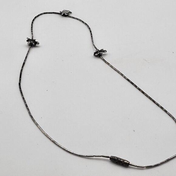 Native American Sterling Silver Dainty Turtle Choker Collar Necklace 16in - Picture 5 of 6